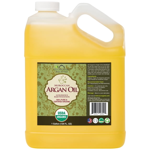 US Organic Moroccan Argan Oil, 100% Pure Certified USDA Organic, 128 oz (1 Gallon)