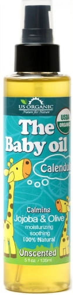 US Organic, The Baby Oil, Unscented, with Calendula, Jojoba, Olive Oil, and Vitamin E, USDA Certified Organic, 5 oz