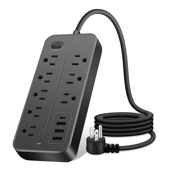 US Outlets 12 in 1 Power Strip Multitap Socket with Master Control Switch AC Extension Cord Electrical Socket with USB Type C