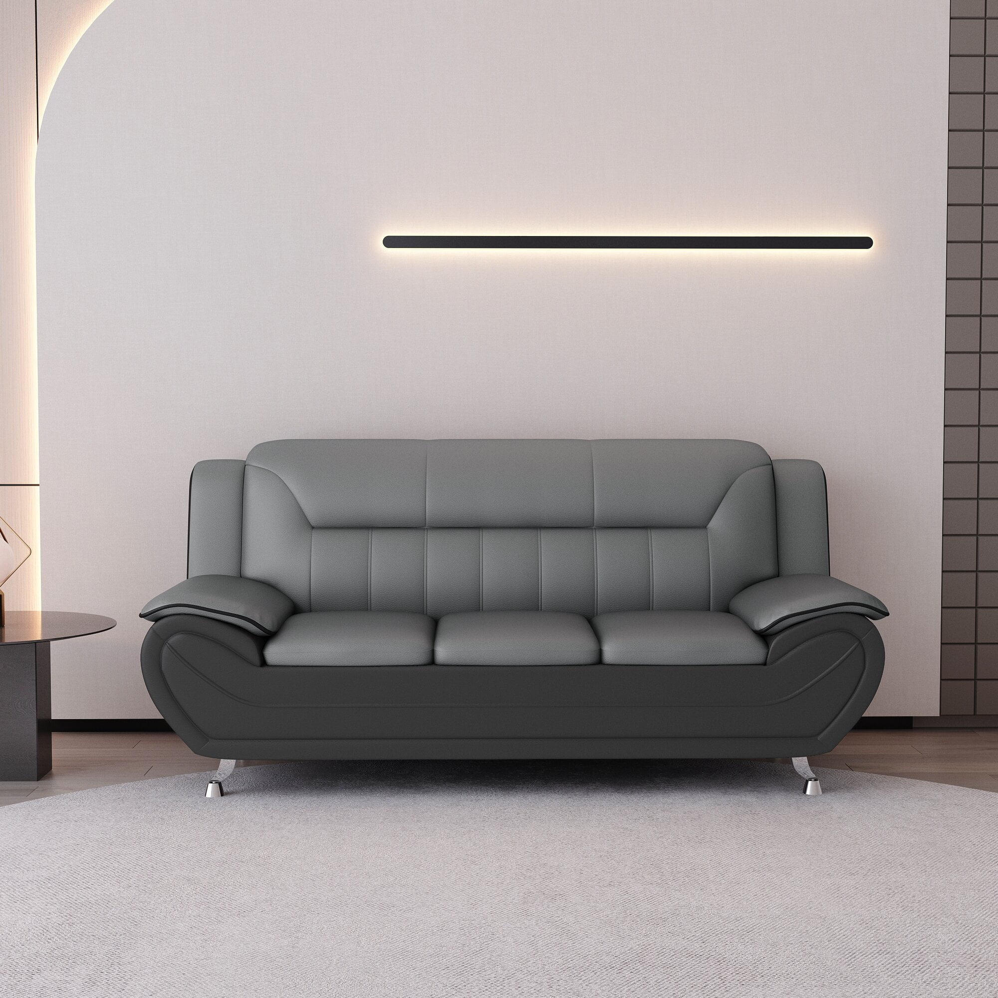 US PRIDE FURNITURE Eveland 79.2" Faux Leather Pillow Top Arm SofaGray