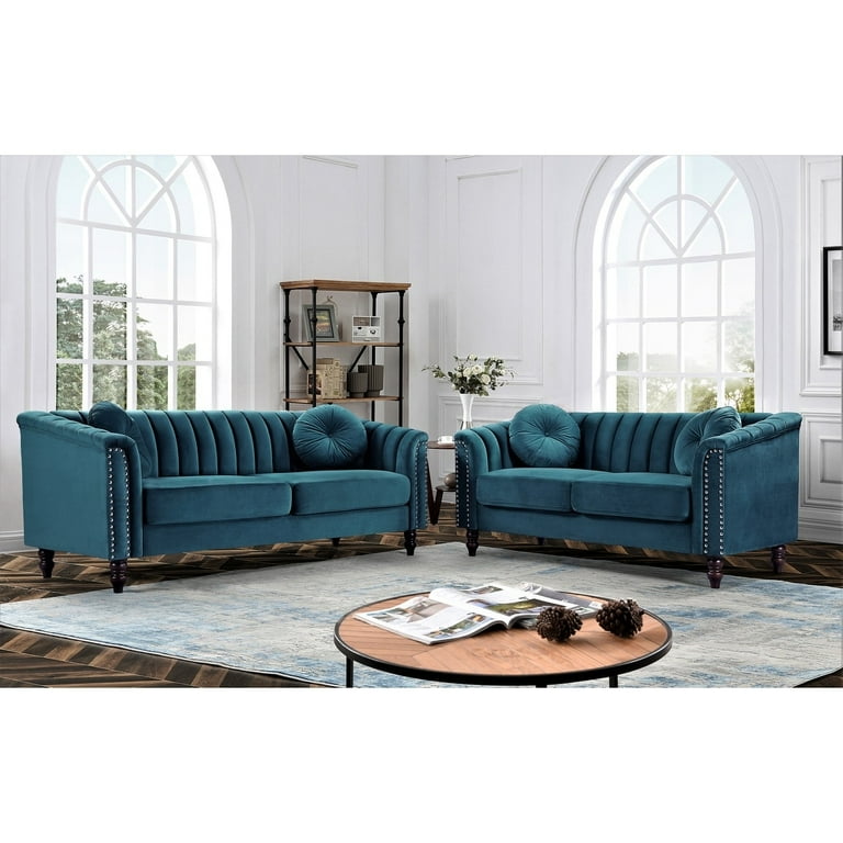 Uspridefurniture 2 Piece Mid Century Velvet Living Room Set Uspridefurniture 2 Piece Mid Century Velvet Living Room Set