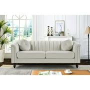 US PRIDE FURNITURE Hills Tufted Back Nailhead 75.2" Sofa-Ivory