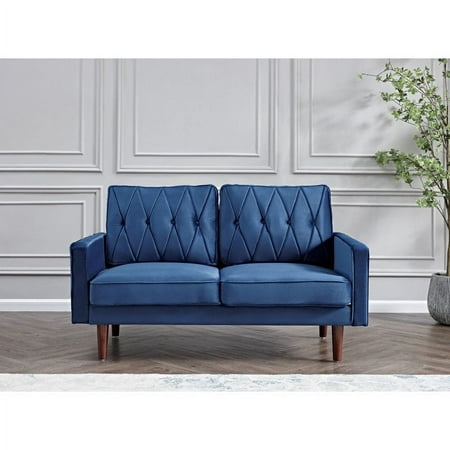 US PRIDE FURNITURE Tufted Cushion Back 57.5 Wide Loveseat-Dark Blue