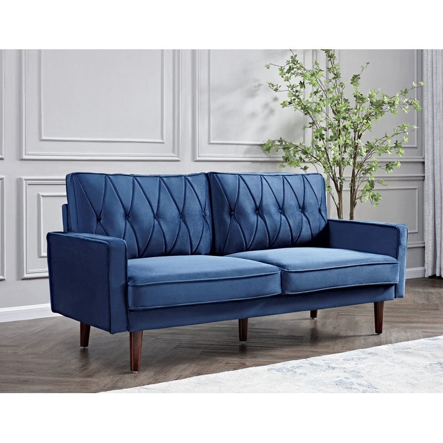 US PRIDE FURNITURE Tufted Cushion Back 69.3 Wide Sofa-Dark Blue
