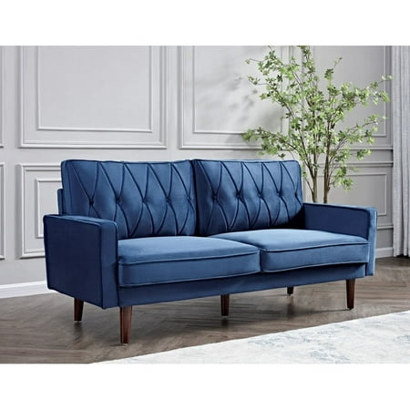 US PRIDE FURNITURE Tufted Cushion Back 69.3 Wide Sofa-Dark Blue