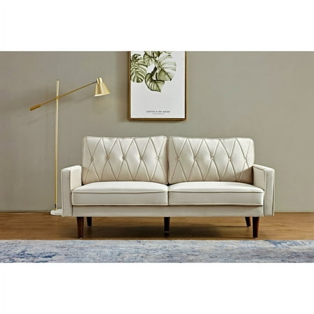 US PRIDE FURNITURE Tufted Cushion Back 69.3 Wide Sofa-Ivory