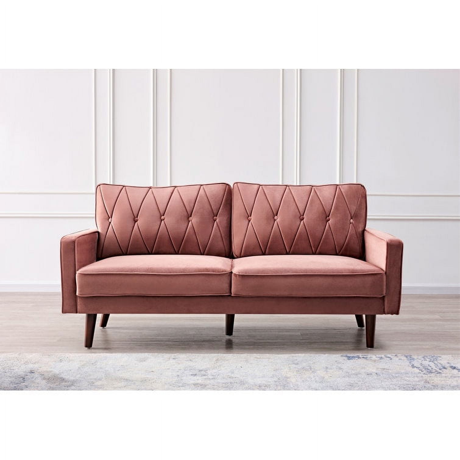 US PRIDE FURNITURE Tufted Cushion Back 69.3 Wide Sofa-Rose