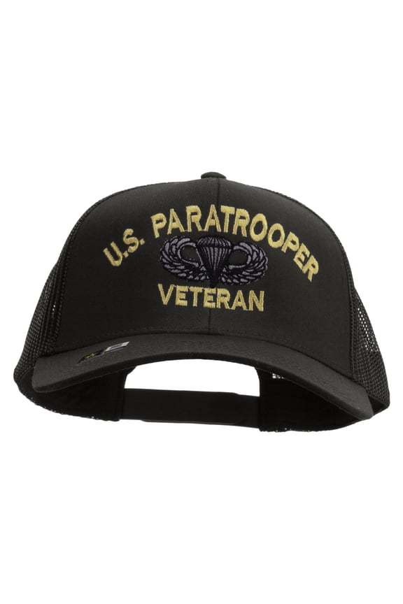 US Paratrooper Embroidered Solid Cotton Mesh Pro Cap - Charcoal OSFM