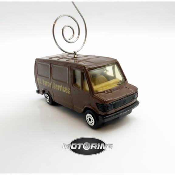 US Parcel Services USPS Brown Van Mail Car Rare Christmas Ornament Diecast