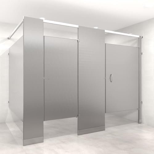 US Partitions Stainless Steel Toilet Partition Overhead Braced, Floor Mounted Design, Fireproof, Corrosion Resistant, Corner-Right, 2 Stall