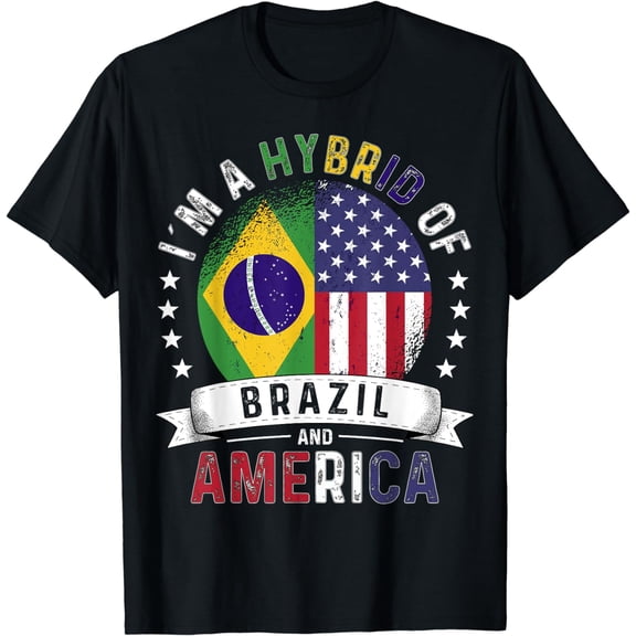 US Patriot Brazil Flag American Brazilian Grown T-Shirt