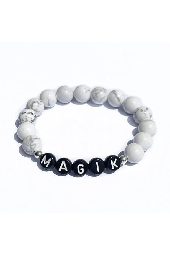 US Personalize Custom Name Mama Bracelet Bead Stretch Energy Stone Agage Howlite