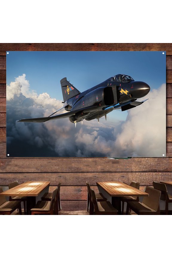 US Phantom FG.1 Fighter Trainer Fighter Jet Poster Wall Hanging Flag 38" x 57" Aviation Canvas Wall Art Decor Banner Air Force Picture Artwork Military Plane Decoration for Men Boys Room