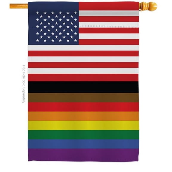 US Philadelphia Rainbow Support Pride 28 x 40 in. Double-Sided Decorative Vertical House Flags for Decoration Banner Garden Yard Gift