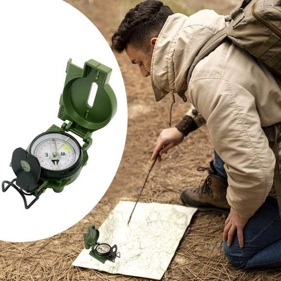 ​​US Phosphorescent Olive Drab Accurate Hand Held Compasses With Pouch For Hiking Camping Navigation Backpacking Orienteering Multifunctional Sighting Navigation 1ml 5.3cm×7.4cm