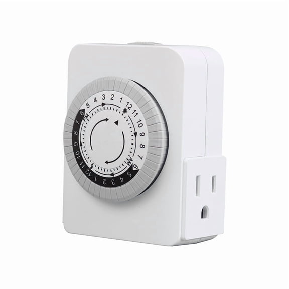US Plug Mechanical Timer Socket for Home Appliances - 24-Hour Cycle Auto Power Off, 125V, 1-Socket