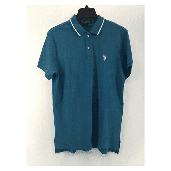 US Polo ASSN Slim Fit Tipped Interlock Polo Shirt,Blue Firth,L