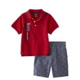 thumbnail image 1 of US Polo Assn Infant & Toddler Boys Red Polo Baby Outfit Gray Poplin Shorts Set, 1 of 2