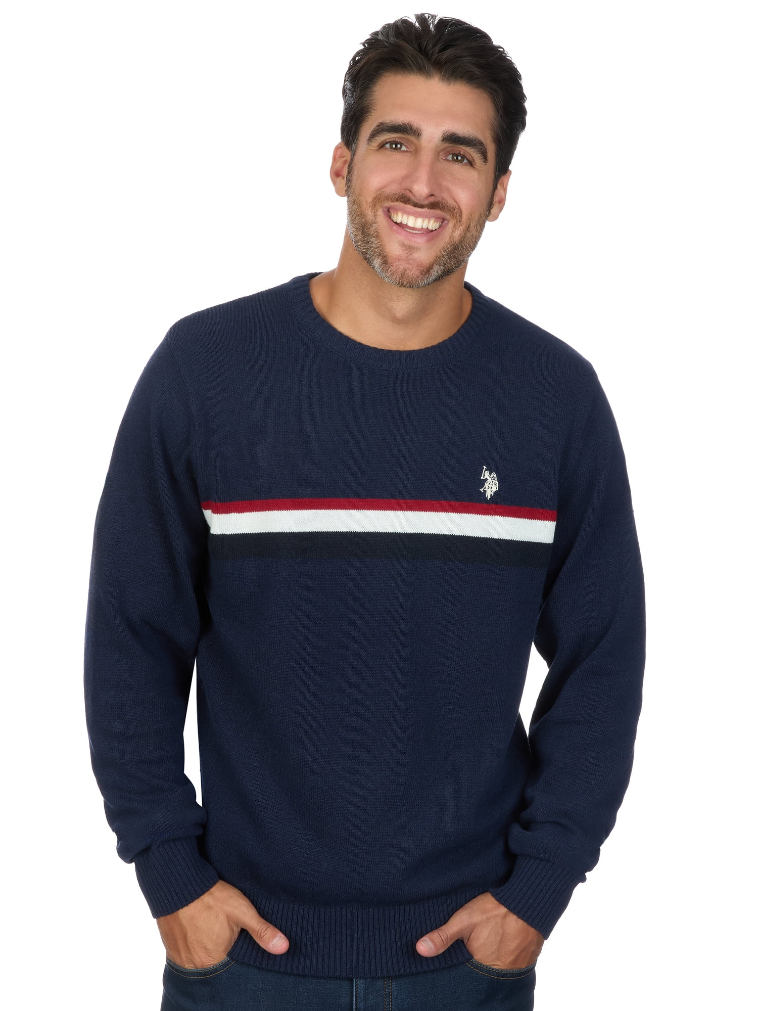 U.S. Polo Assn. Men's Chest Stripe Crew Neck Sweater