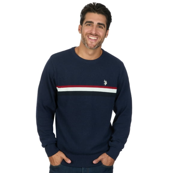 U.S. Polo Assn. Men's Chest Stripe Crew Neck Sweater