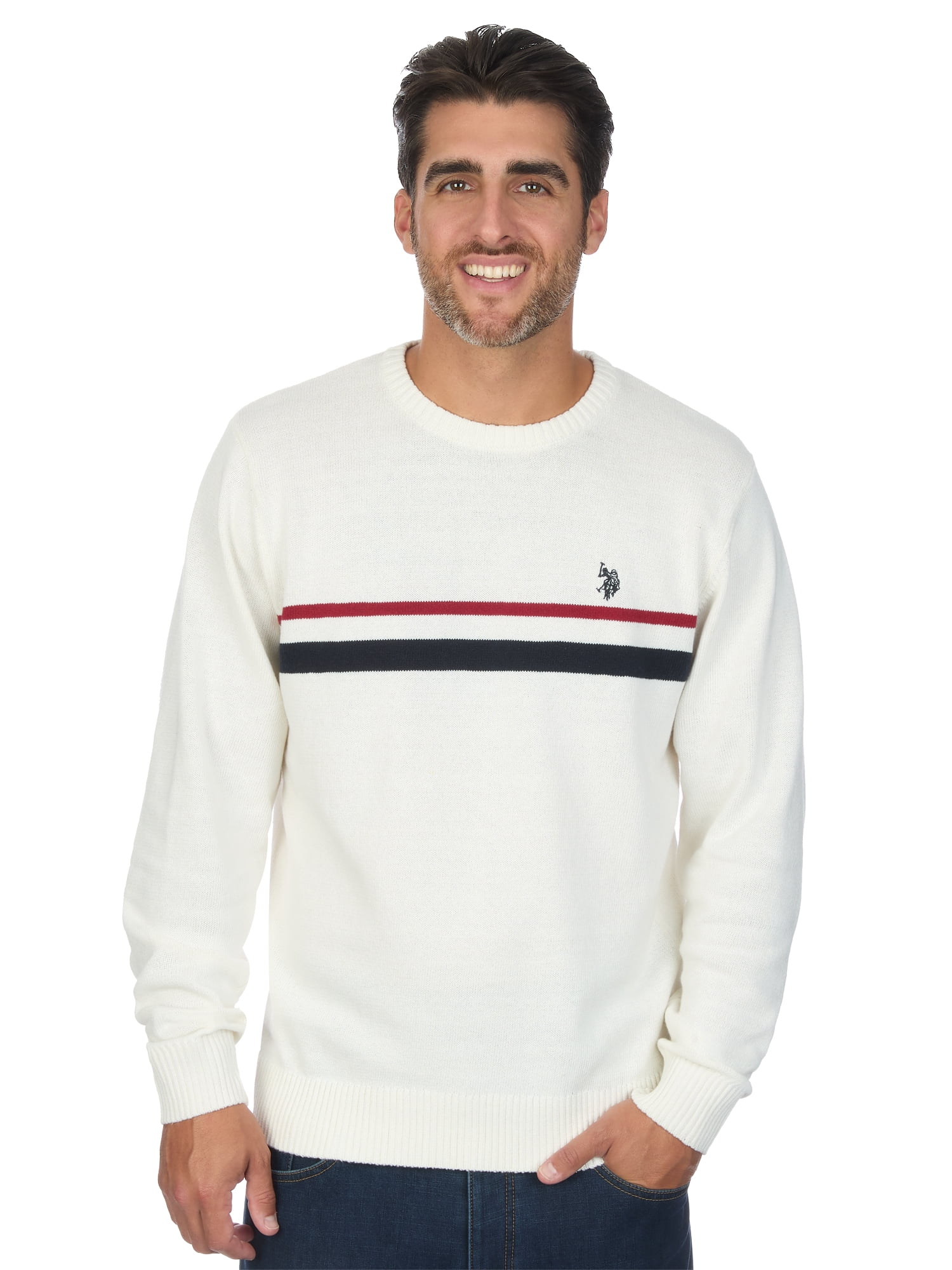 U.S. Polo Assn. Men's Chest Stripe Crew Neck Sweater