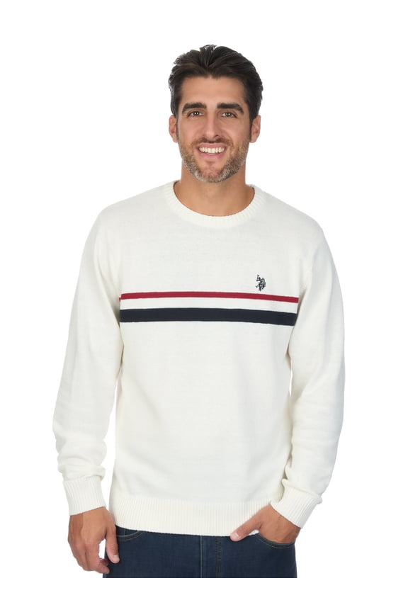 Men's Chest Stripe Crew Neck Sweater