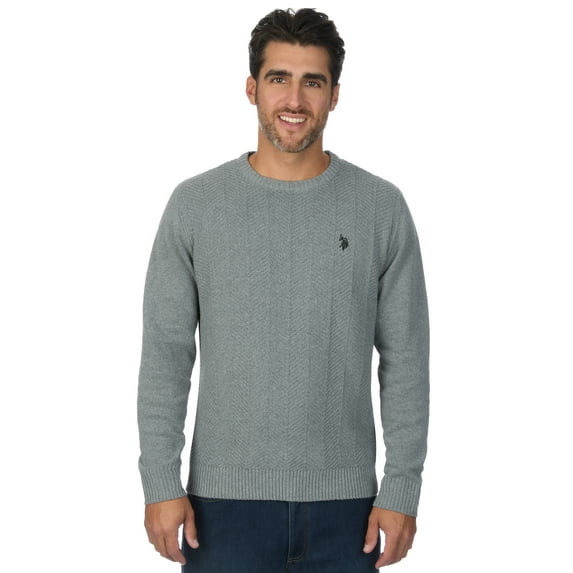 US Polo Assn Men's Solid Textured Crew Neck Sweater