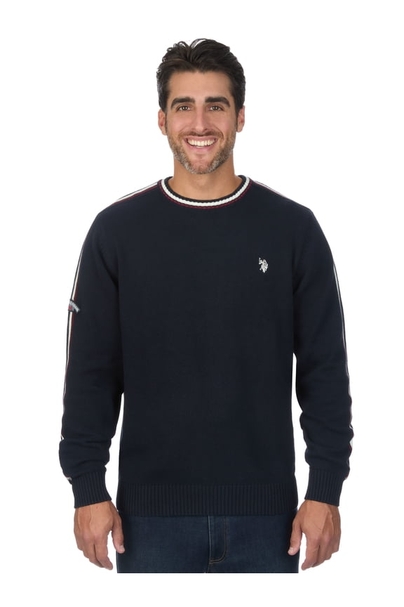 U.S. Polo Assn Men's Striped Sleeve Crew Neck Sweater