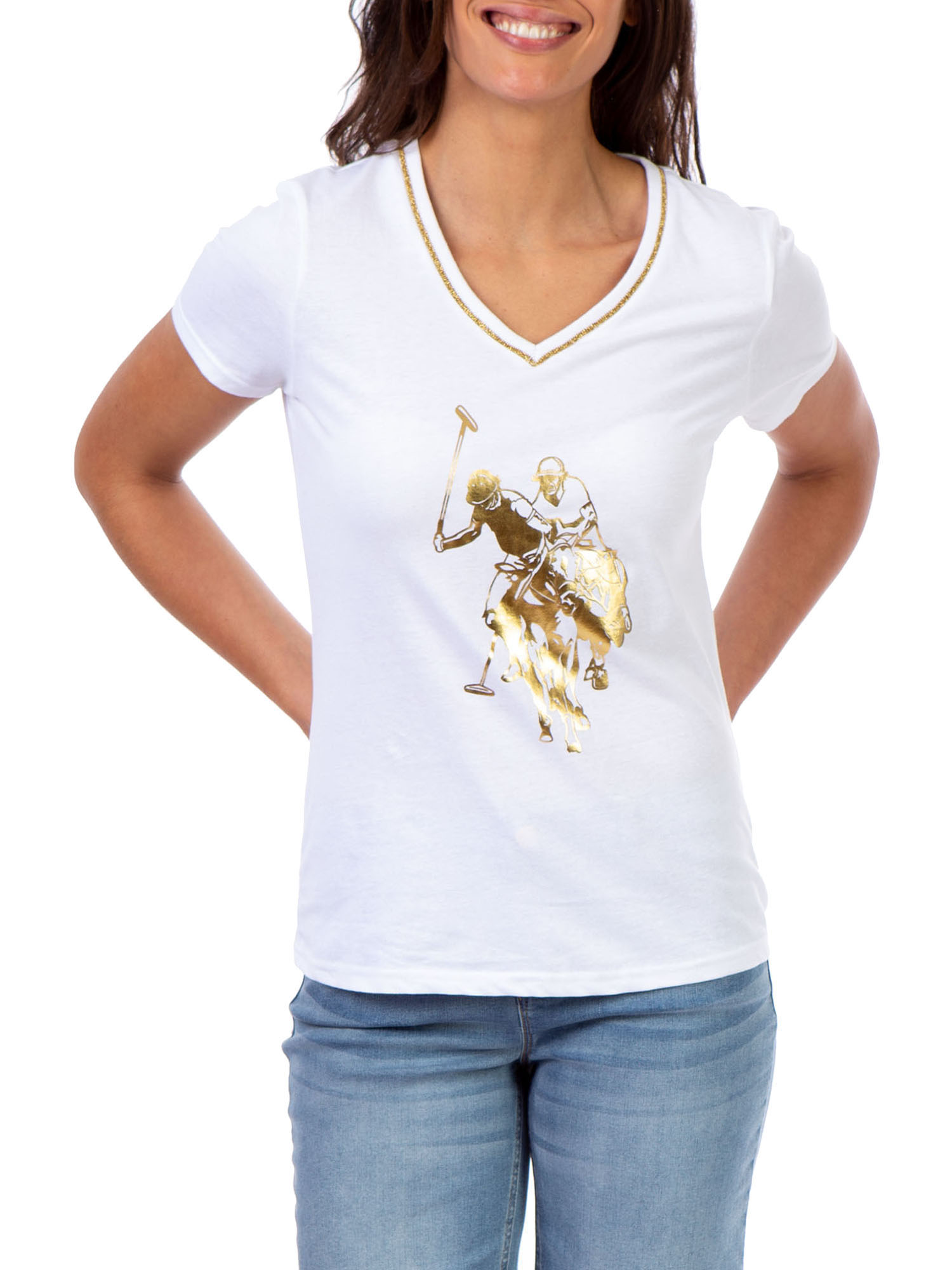 US Polo Assn. Short Sleeve Graphic V-Neck T-Shirt (Women's) 1 Pack - image 1 of 2