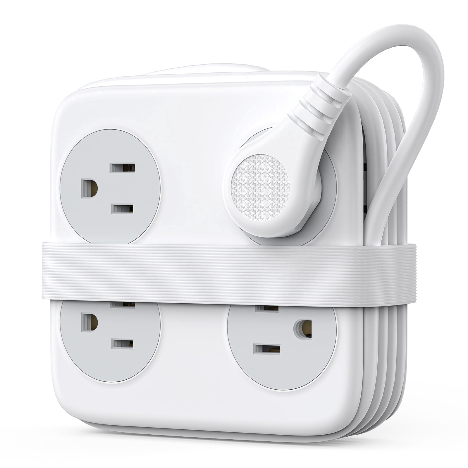 ORICO 8-Outlet Power Strip for Desktop – 5FT Braided Extension Cord with 3 USB Ports, Flat Plug Wall Tap Charging Station for Home Office Dorm, Space Saving Multi Plug Adapter with Surge Protector