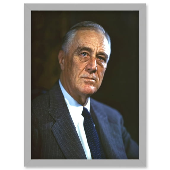 US President Franklin D Roosevelt Portrait Photo Artwork Framed Wall Art Print A4