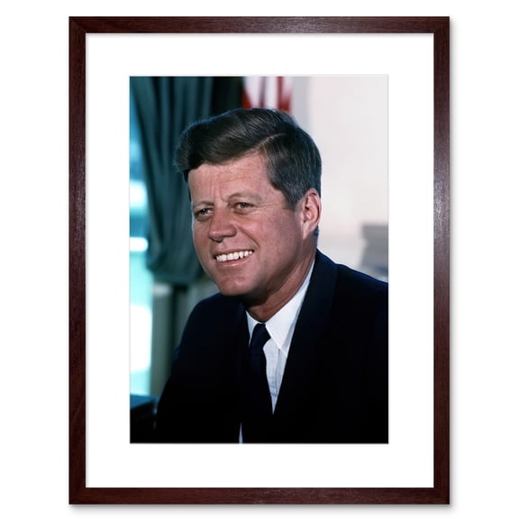 US President John F Kennedy Portrait Photo Artwork Framed Wall Art Print 9X7 Inch