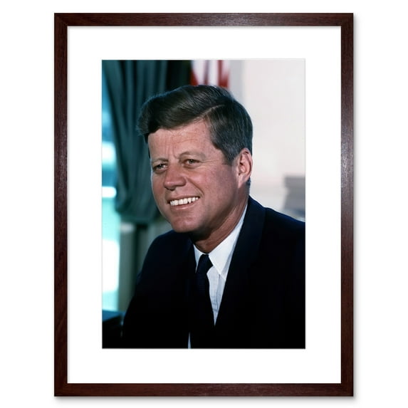 US President John F Kennedy Portrait Photo Artwork Framed Wall Art Print 9X7 Inch