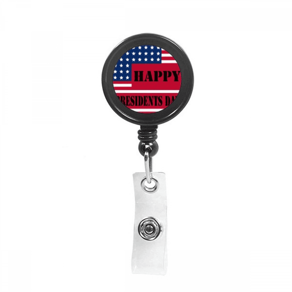 US Presidents Day Flag Art Deco  Fashion Retractable Keychain Badge Holder ID Badge