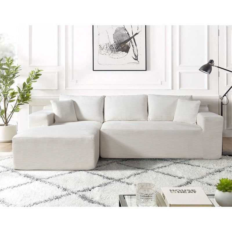 US Pride 2-Piece compressed Corduroy L-Shaped Sofa Left hand facing