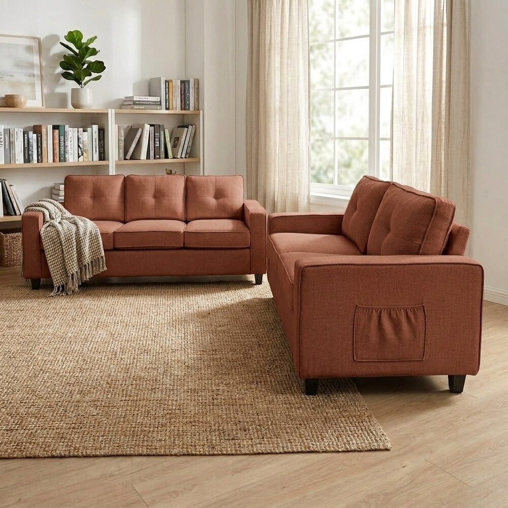 US Pride 2PC Living Room Set, 77.2 " W Sofa and 54.3" W Loveseat