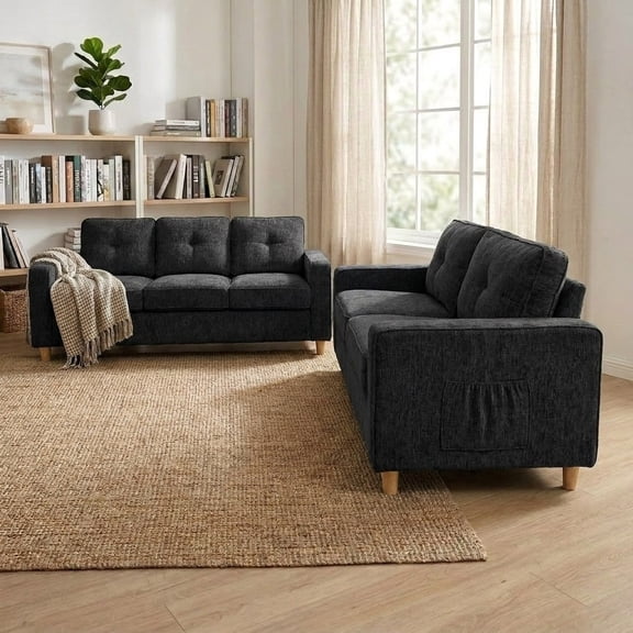 US Pride 2PC Living Room Set, 77.2 " W Sofa and 54.3" W Loveseat