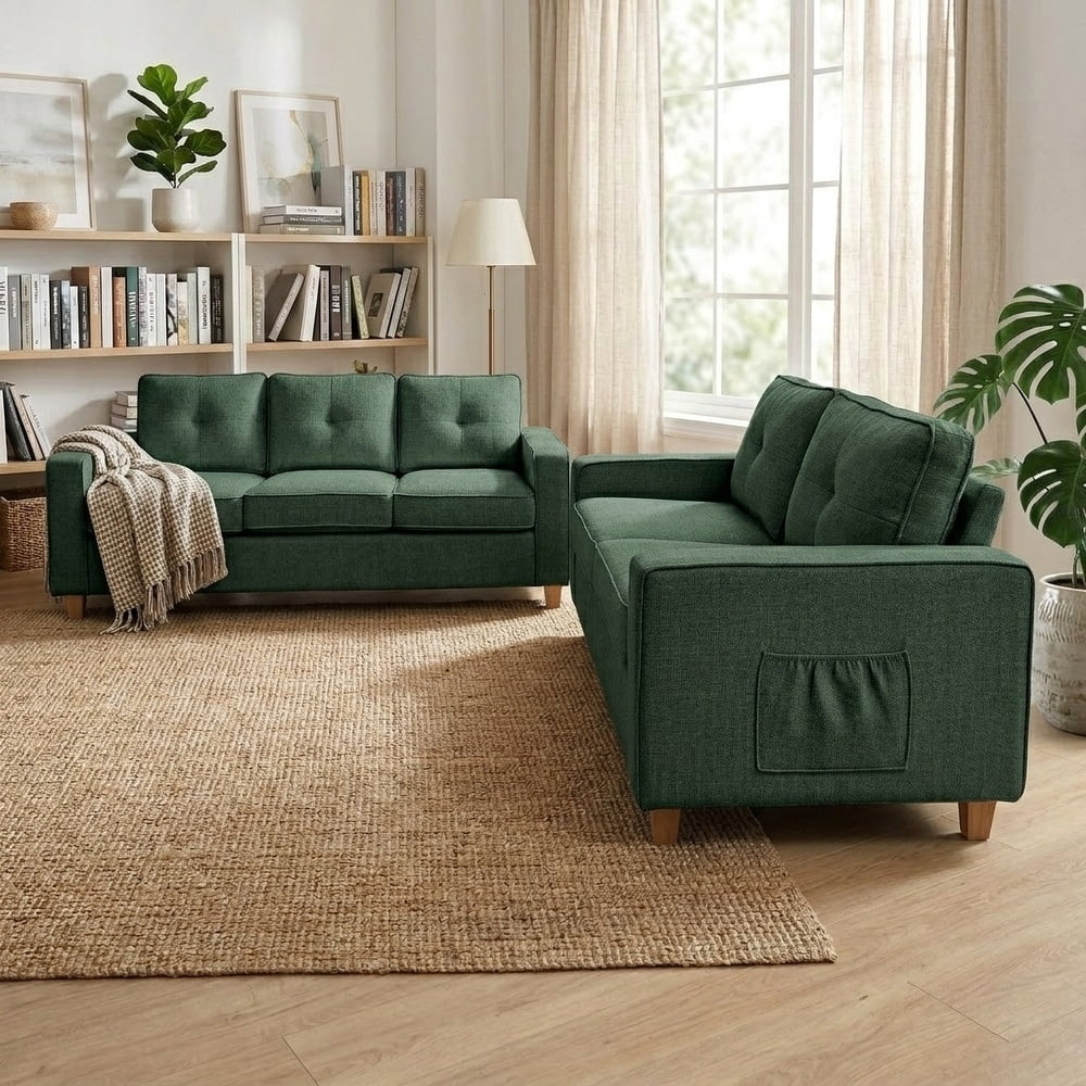 US Pride 2PC Living Room Set, 77.2 " W Sofa and 54.3" W Loveseat