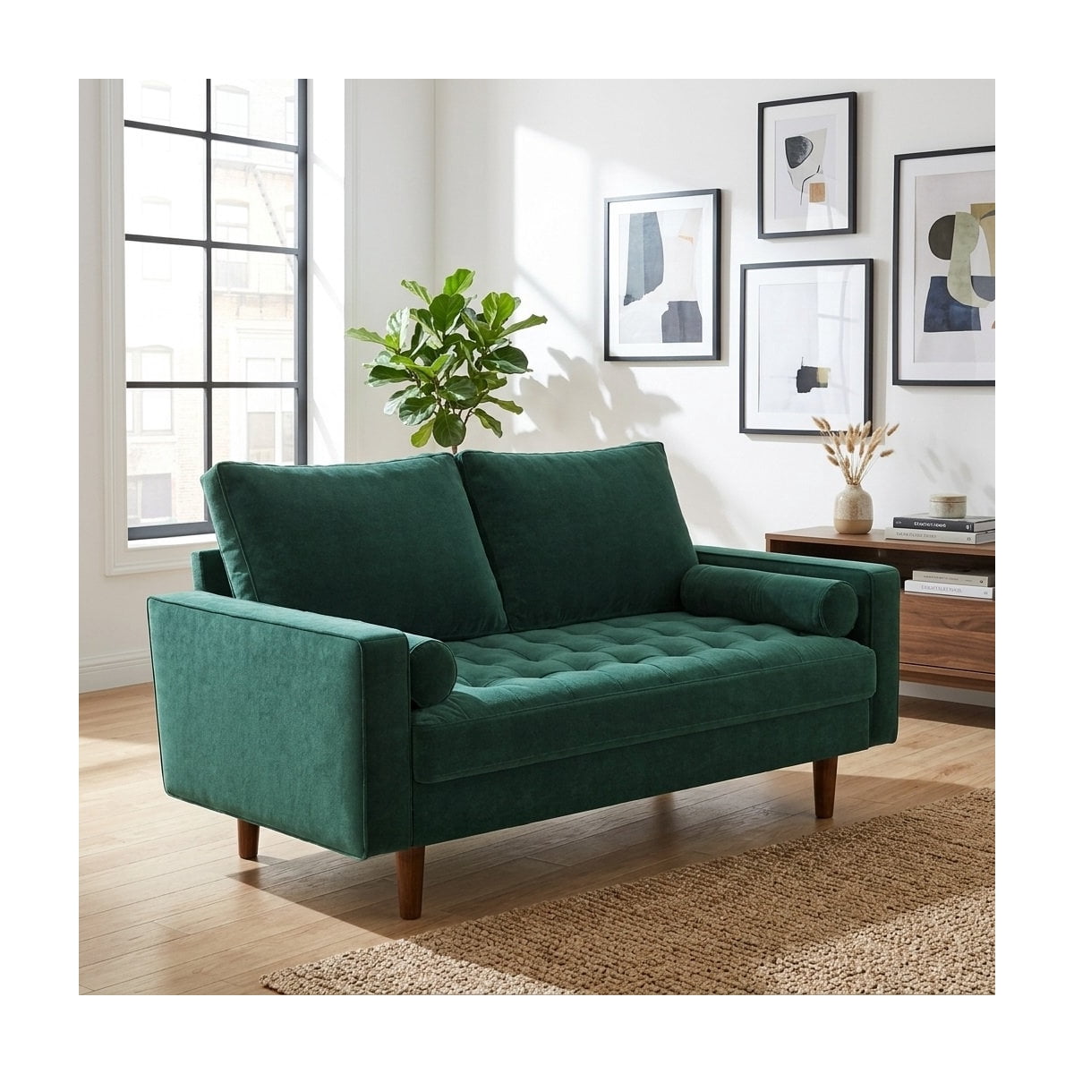 US Pride 58 Inch Velvet Loveseat Sofa with tufted seat