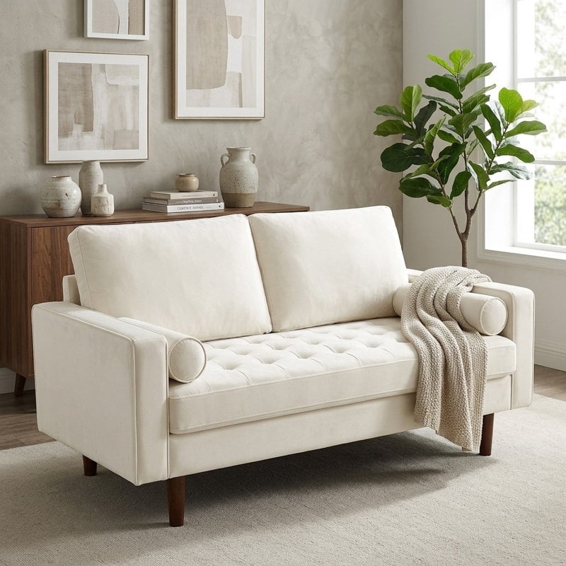 US Pride 58 Inch Velvet Loveseat Sofa with tufted seat