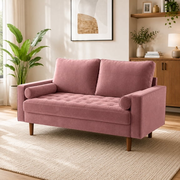 US Pride 58 Inch Velvet Loveseat Sofa with tufted seat