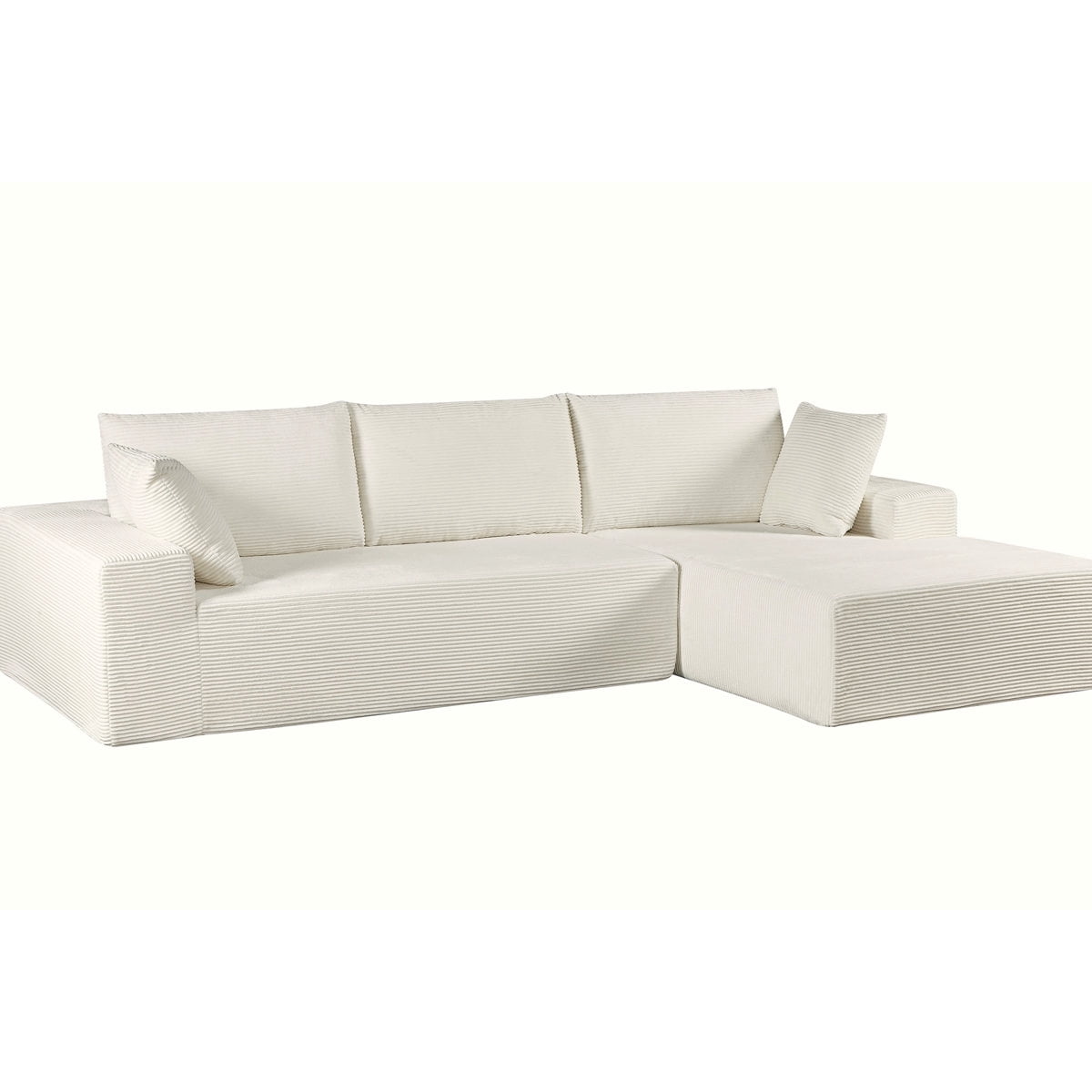 US Pride Compression sectional sofa in soft corduroy right hand facing