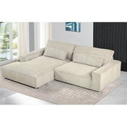 US Pride Furniture 105.52W Oversized Left Faing Chaise Sectional Sofa, Beige