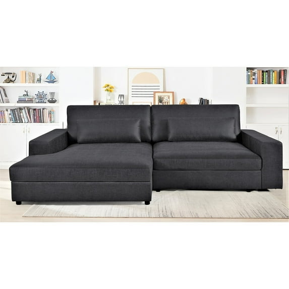 US Pride Furniture 105.52''W Oversized Left Faing Chaise Sectional Sofa, Black