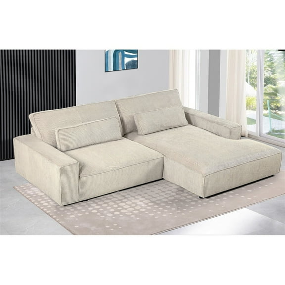 US Pride Furniture 105.52''W Oversized Right Faing Chaise Sectional Sofa, Beige