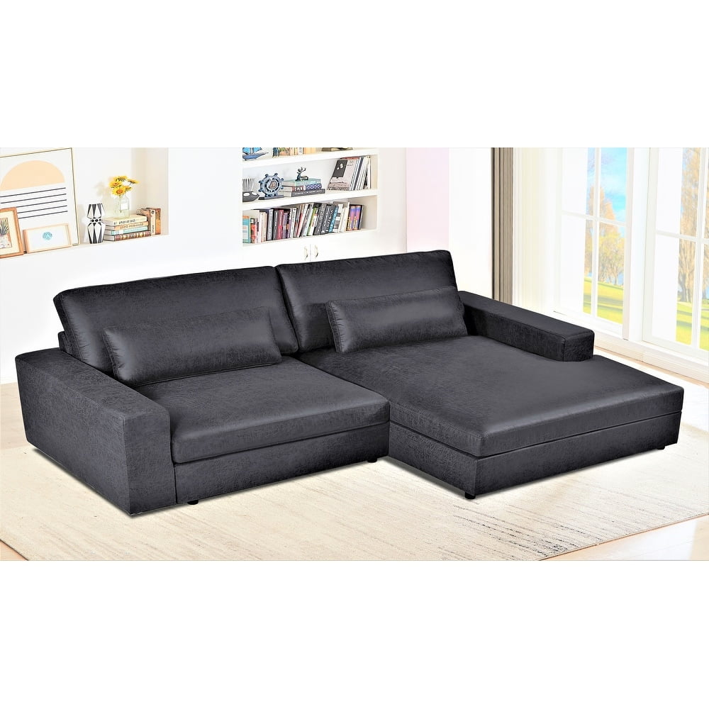 US Pride Furniture 105.52''W Oversized Right Faing Chaise Sectional Sofa, Black