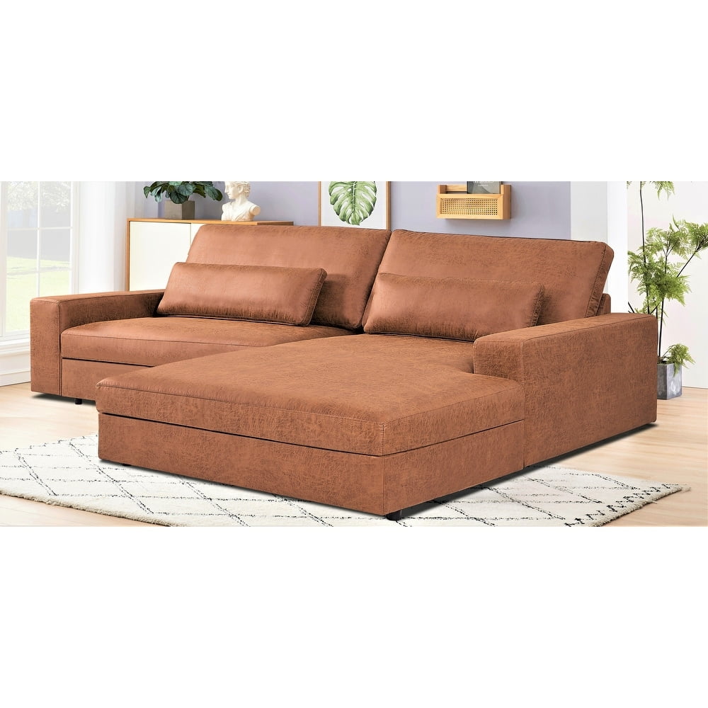US Pride Furniture 105.52''W Oversized Right Faing Chaise Sectional Sofa, Brown