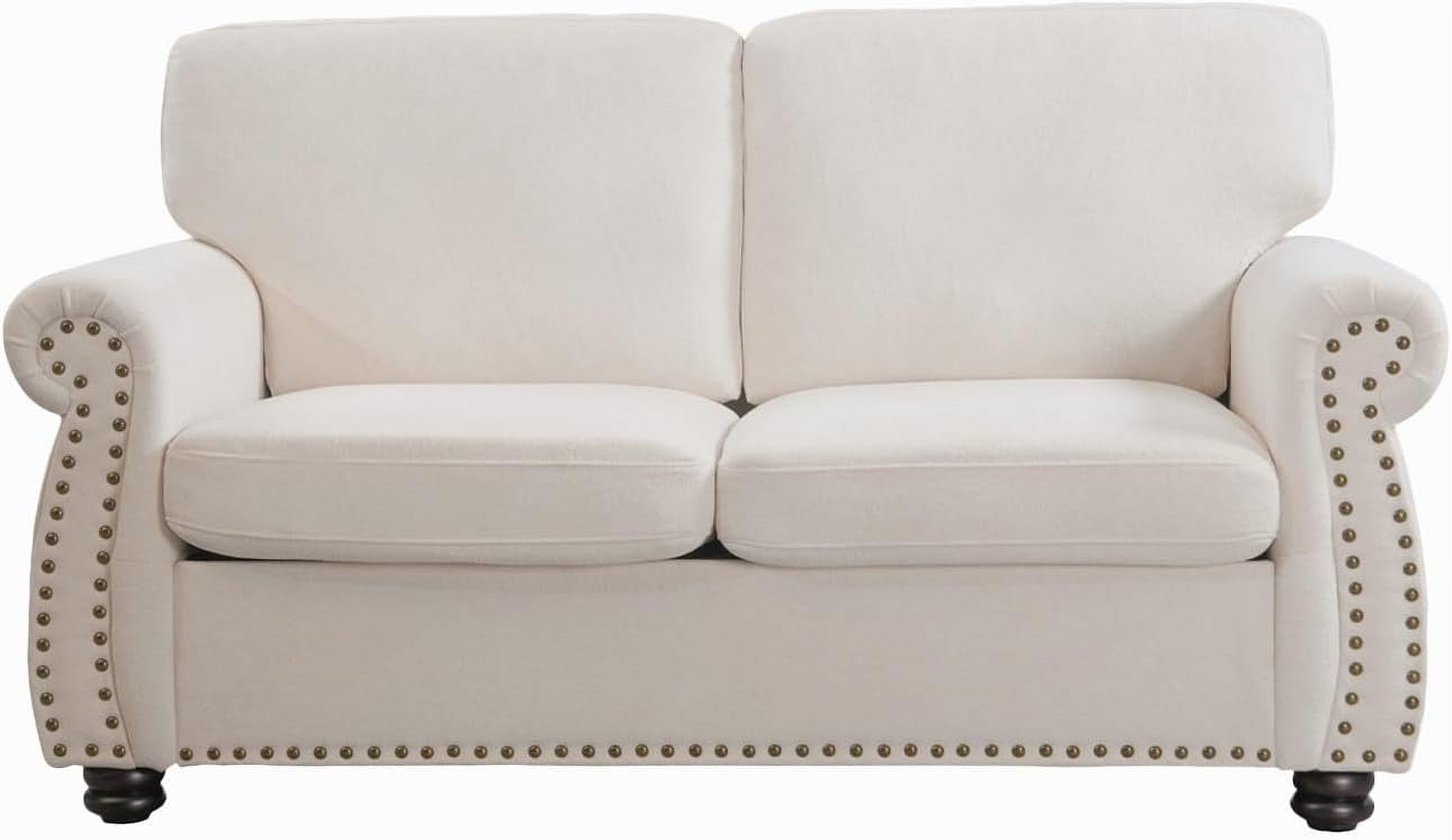 US Pride Furniture 65 in. Wide Rolled Arm Velvet Modern Rectangle Loveseat in Ivory For Home