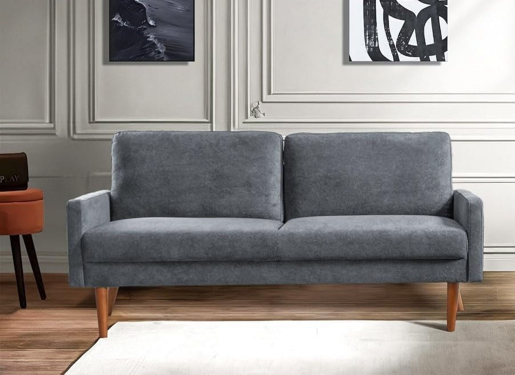 US Pride Furniture 67 in. Wide Square Arm Velvet Modern Rectangle Sofa in Grey