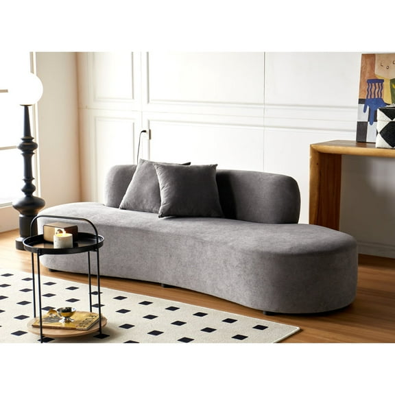 US Pride Furniture 90.2 inch Elegant Half Moon Design Curved Luxury 4-Seat Sofa with High-Density Foam Filled gray